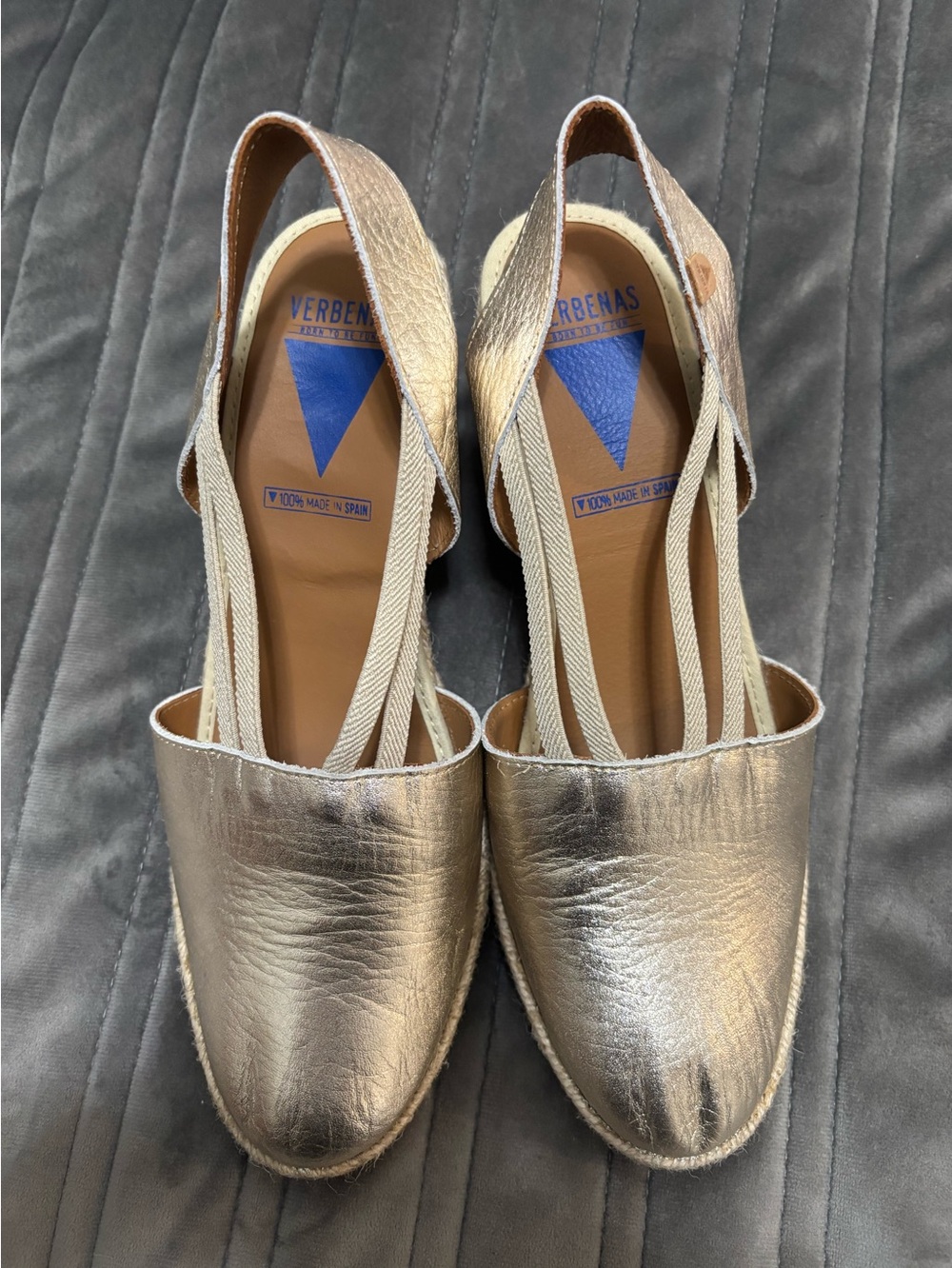 Verbena Metallic Gold Espadrille Slingback Women’s Shoes-Brand New